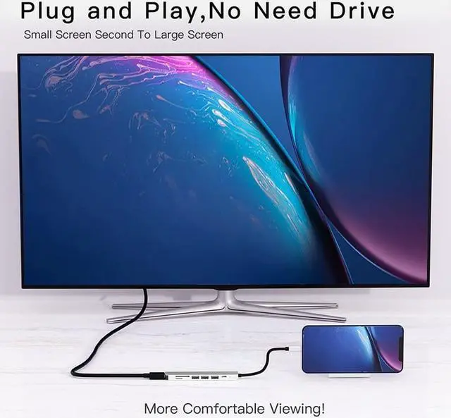 Alt view image 5 of 6 - USB C Hub To HDMI-compatible Adapter OTG Thunderbolt 3 To Usb3.0 3.5mm Dock with PD TF SD for Macbook Pro/Air M1 Galaxy S21 S22Color: White (9 in 1 mode C)