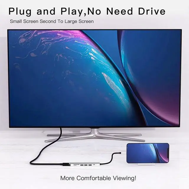 Alt view image 5 of 6 - USB C Hub To HDMI-compatible Adapter OTG Thunderbolt 3 To Usb3.0 3.5mm Dock with PD TF SD for Macbook Pro/Air M1 Galaxy S21 S25Color: Blue (10 in 1 mode G)