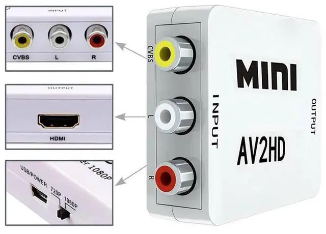 Alt view image 2 of 4 - HDMI-compatible to AV Scaler Adapter Video Composite Converter HDMI-compatible to RCA CVSB L/R Video Mini HD2AVLength: 1.5m (hd to av adapter)
Color: Black (black)