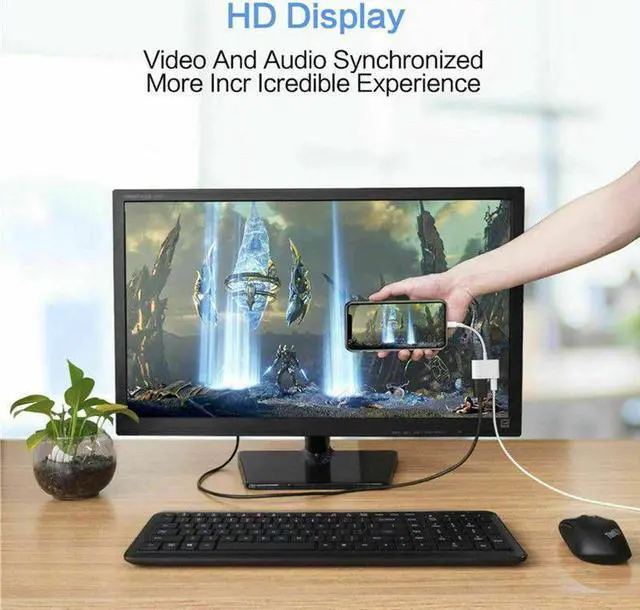 Alt view image 2 of 4 - Lighting to HDMI-compatible Splitter Cable Converter 1080P Digital AV Adapter Phone Accessories for iPhone iPad To TVLength: <=0.5m (0.5m and below)