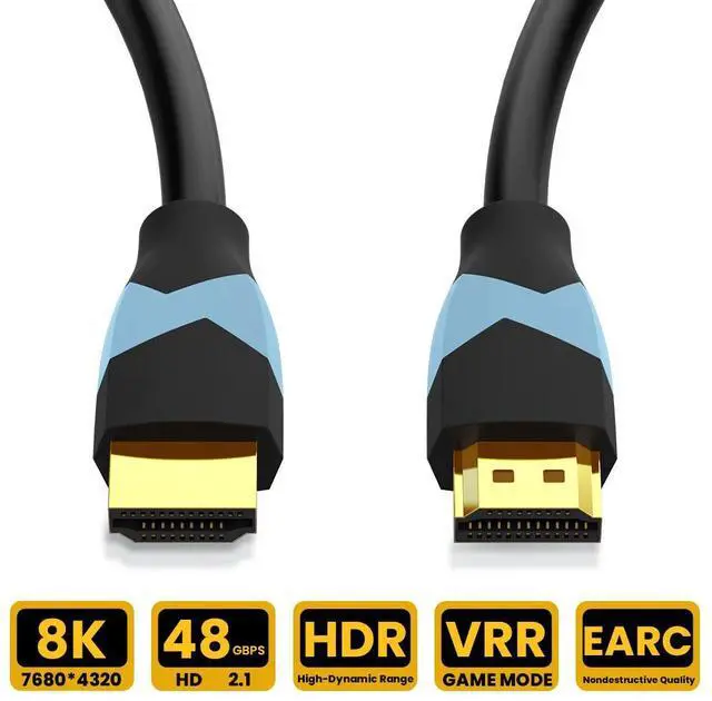 Alt view image 2 of 6 - HDMI-compatible Cable 8K 60Hz 4K/120Hz 48Gbps Digital HD2.1 Cables Splitter for eARC HDR10+ PS8 Switch CableLength: 3m(2M)
Color: Black (8K)
