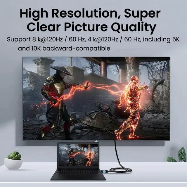 Alt view image 4 of 6 - HDMI-compatible Cable 8K 60Hz 4K/120Hz 48Gbps Digital HD2.1 Cables Splitter for eARC HDR10+ PS8 Switch CableLength: 3m(2M)
Color: Black (8K)