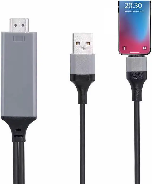 Main image of Lighting to HDMI-compatible Splitter Cable Converter 1081P Digital AV Adapter Phone Accessories for iPhone iPad To TVLength: 2m
Color: Black (Grey)