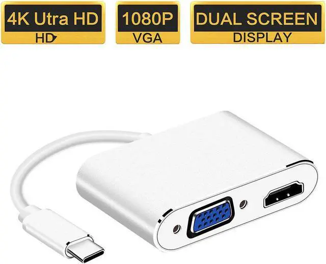 Main image of USB C To VGA HDMI-compatible Adapter 4K Type C USB-C HUB Video Converters Adapter for MacBook Pro/Air/Huawei MateLength: <=0.5m (0.5m and below)
Color:Other(2 in 1 silver)