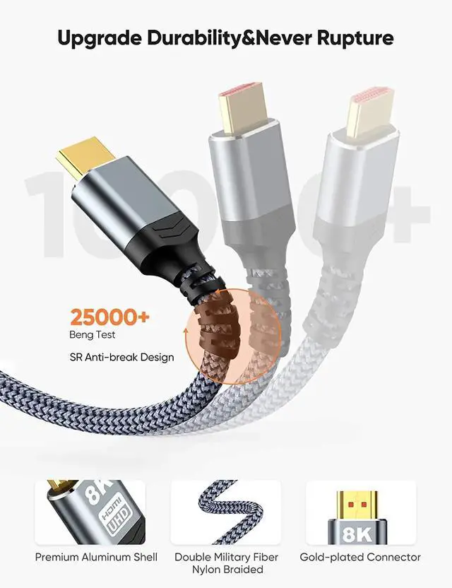 Alt view image 5 of 6 - HDMI-compatible 2.1 Cable for Xiaomi Mi Box HD 8K/60Hz 4K/120Hz 48Gbps Digital Cables for PS5 PS4 HDMI Splitter 17KLength: 0.5m and below (0.5M)
Color:Other(BS262 8K HDMI Cable)