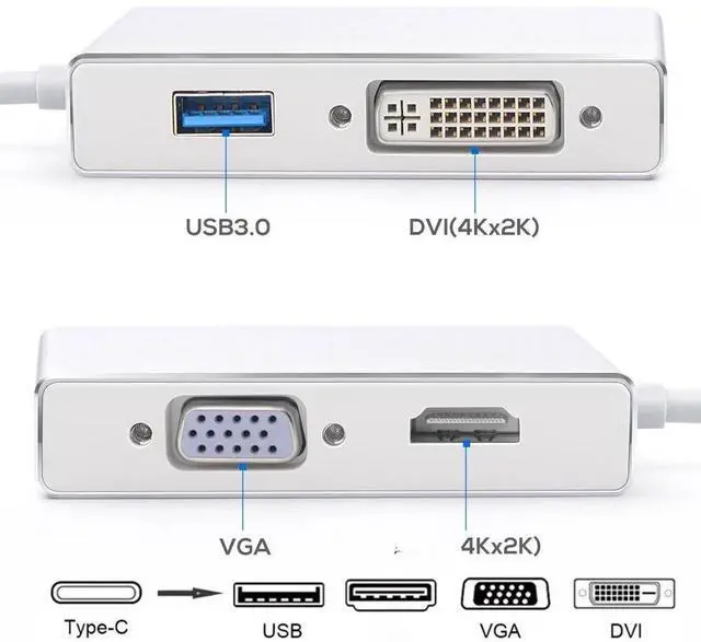 Alt view image 3 of 6 - 4 In 1 USB C Hub Type C To HDMI-compatible VGA DVI USB 3.3 Adapter Cable for Laptop Apple Macbook Google Chromebook PixelLength: <=0.5m (0.5m and below)
Color: red (usb c to hdmi)