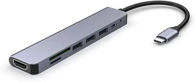 Alt view image 3 of 6 - USB C Hub Type C to 4K HDMI-compatible USB C 3.0 Dock SD TF Card Reader Adapter Hub for MacBook Samsung S21 Dex Xiaomi 10 TV PS5Color: Beige (6 in 1 type 2)