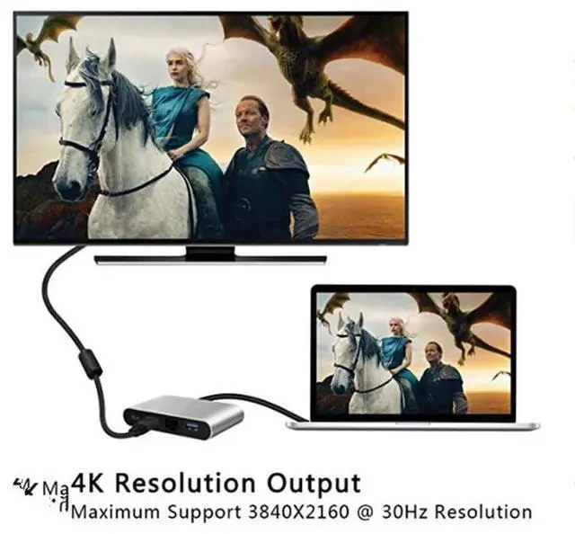 Alt view image 6 of 6 - Type C Thunderbolt 3 to HDMI-compatible Lan Ethernet Adapter USB-C PD USB 3.0 Hub for MacBook Galaxy S8 Huawei Mate10Length: <=0.5m (0.5m and below)
Color: Other (4 in 1 hub)