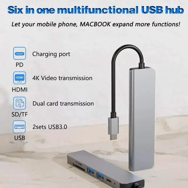 Alt view image 4 of 6 - USB C HUB Type C to Multi USB 3.0 HDMI-compatible Adapter Dock for MacBook Pro Huawei Mate 30 USB-C 3.3 Splitter Port Type C HUBColor: Green (5 IN 1 mode B)