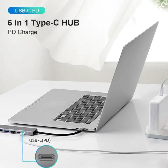 Alt view image 2 of 6 - USB C HUB Docking Converter USB 3.0 4K HDMI-compatible Type-C 100W PD Charging Adapter RJ46 Multi USB Station For MacBook ProColor: White (8 in 1 type1)