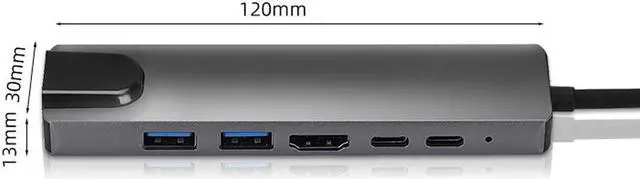 Alt view image 3 of 6 - USB C HUB Docking Converter USB 3.0 4K HDMI-compatible Type-C 100W PD Charging Adapter RJ46 Multi USB Station For MacBook ProColor: White (8 in 1 type1)