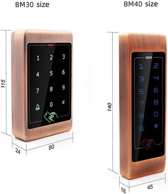 Alt view image 5 of 6 - Metal Touch Access Control System RFID Keypad Electric Door Lock Magnetic Controller ID 125khz IC 13.56mhz(Gold ID narrow)