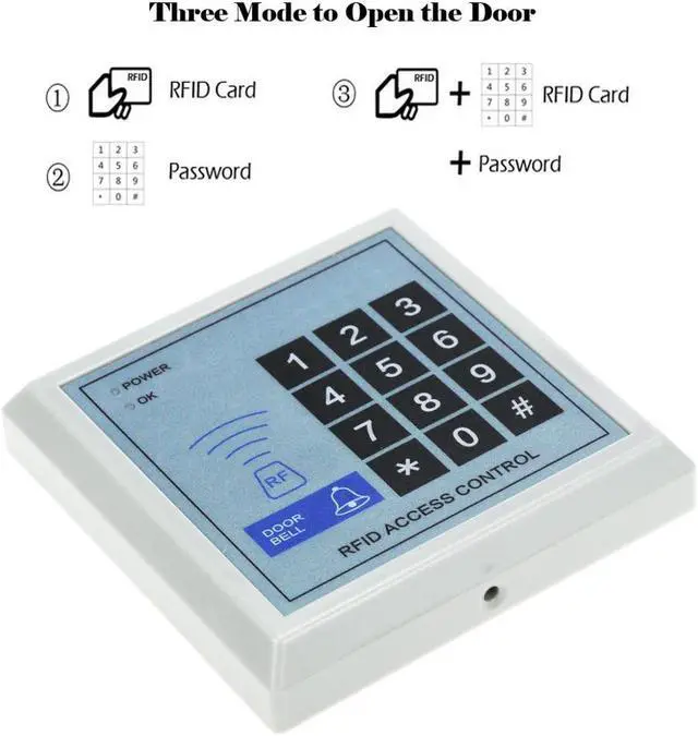 Alt view image 2 of 6 - RFID Access Control System Device Machine Security Proximity Entry Door Lock Quality(AC and Cover 10Keys)