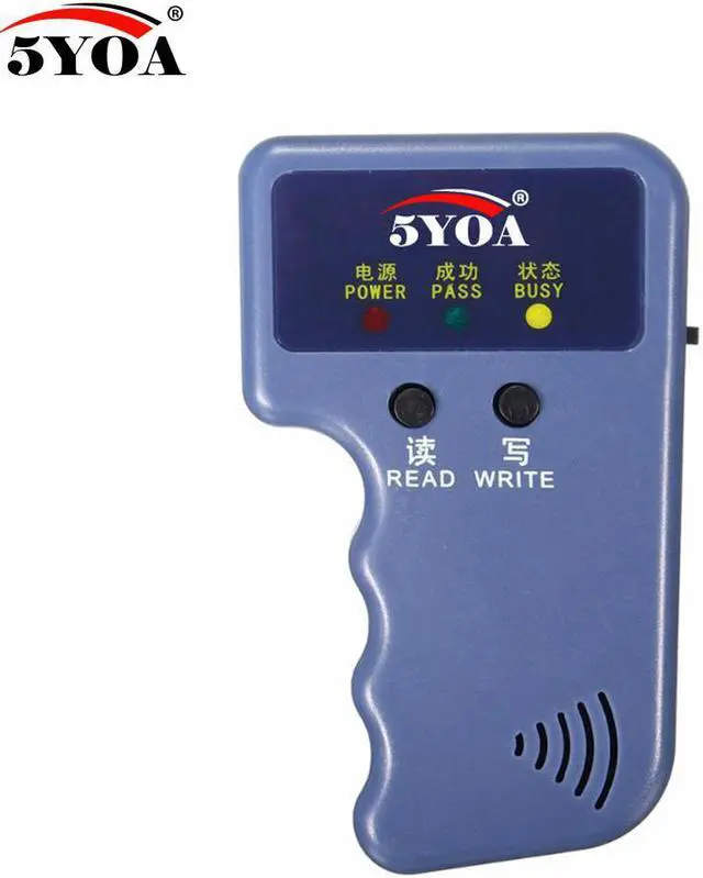 Alt view image 3 of 6 - Handheld 125KHz EM4100 RFID Copier Writer Duplicator Programmer Reader + EM4305 T5577 Rewritable ID Keyfobs Tags Card(5Keys and 5Cards)