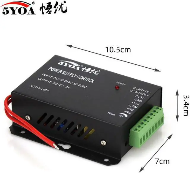 Alt view image 4 of 6 - DC 12V Door Access Control system Switch Power Supply 3A 5A AC 110~240V for RFID Fingerprint Access Control Machine Device(12V3A Black Power)