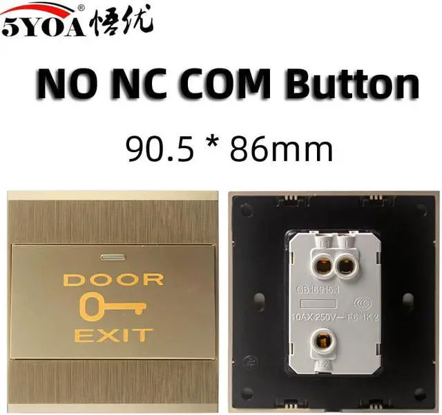 Alt view image 4 of 6 - Door Exit Push Button Release Switch Opener NO COM NC LED light For Door Access Control System Entry Open Touch(K1Button)