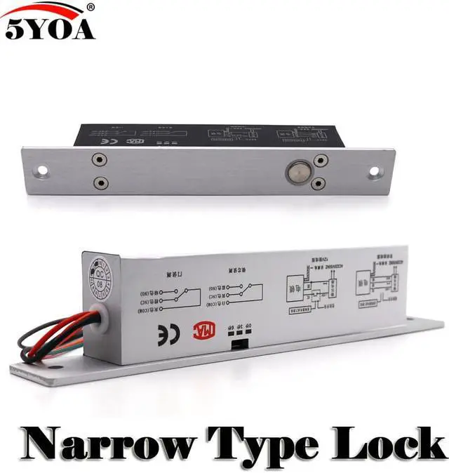 Alt view image 3 of 6 - Narrow Door Electric Bolt Mortise Lock for Door Lock Access Control DC 12V Stainless Steel Fail Safe Secure NC NO Electronic(Black NO)