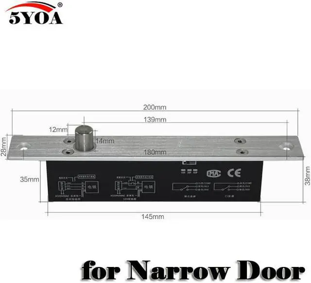 Alt view image 6 of 6 - Narrow Door Electric Bolt Mortise Lock for Door Lock Access Control DC 12V Stainless Steel Fail Safe Secure NC NO Electronic(Black NO)