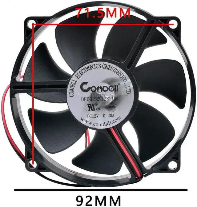 Alt view image 4 of 4 - DF0922512SEHN 92mm 80mm fan 92x92x25mm 80x80x25mm DC12V 0.20A 2pin Round cooling fan for case