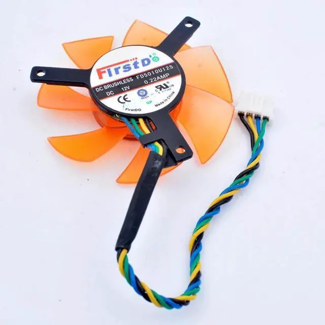 Alt view image 4 of 4 - FD5010U12S 50x50x10mm Diameter 47mm, hole pitch 39mm DC 12V 0.22A 4pin cooling fan for 9400GT 9500G graphics card