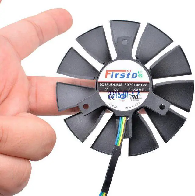 Alt view image 4 of 4 - FD7010H12S DC12V 0.35A 75mm diameter, 40mm hole pitch, 4pin, cooling fan for graphics card