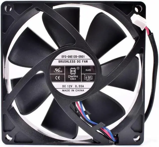 Alt view image 3 of 4 - DWPH EFC-09E12D-ER01 9cm 9025 92x92x25mm 92mm fan 12V 0.55A power inverter cooler cooling fan