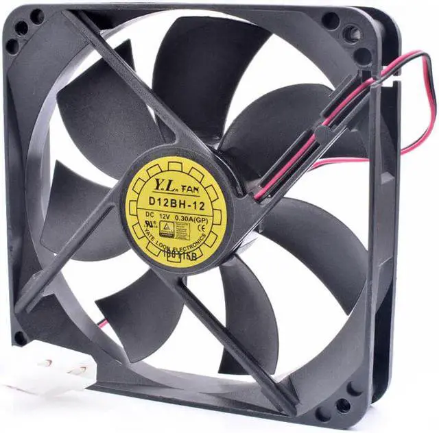 Alt view image 4 of 4 - YL D12BH-12 12cm 12025 120x120x25mm 120mm 12V 0.30A double ball chassis power supply cooling fan