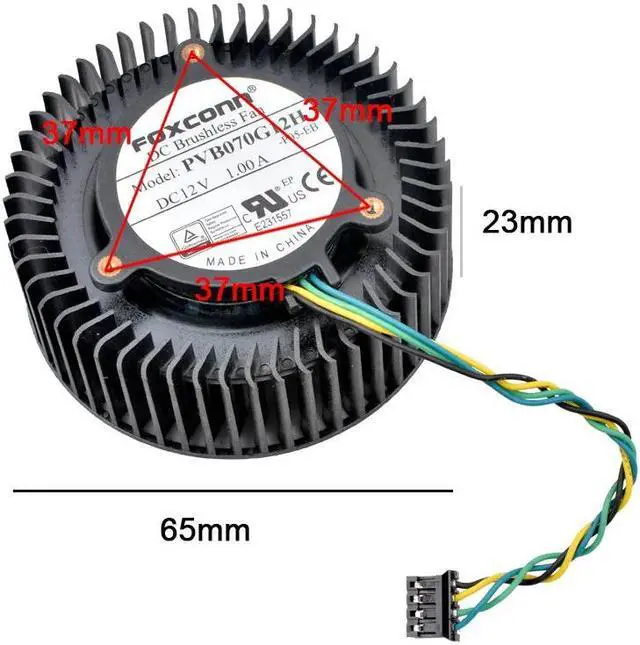 Alt view image 4 of 4 - New PVB070G12H DC12V 1.00A graphics card cooling fan for GTX460 480 580 public version 680 670