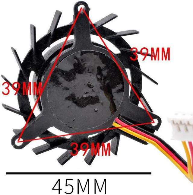 Alt view image 4 of 4 - PLB05010B12HH 12V 0.30A diameter 45mm hole pitch 39mm dual ball graphics card cooling fan