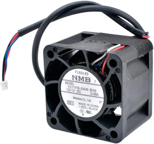 Alt view image 2 of 6 - 1511FB-04W-B56 4cm 40mm fan 40x40x28mm DC12V 0.46A 4pin double ball bearing cooling fan for server power supply