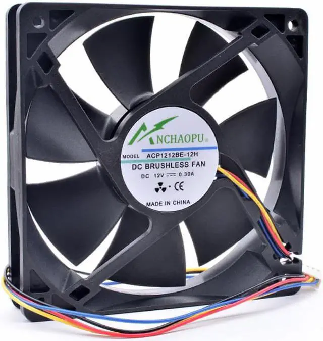Main image of ANCHAOPU ACP1212BE-12H 12cm 12025 120x120x25mm 120mm fan 12V 0.30A 4 line chassis CPU cooling fan