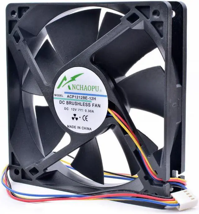 Alt view image 3 of 4 - ANCHAOPU ACP1212BE-12H 12cm 12025 120x120x25mm 120mm fan 12V 0.30A 4 line chassis CPU cooling fan