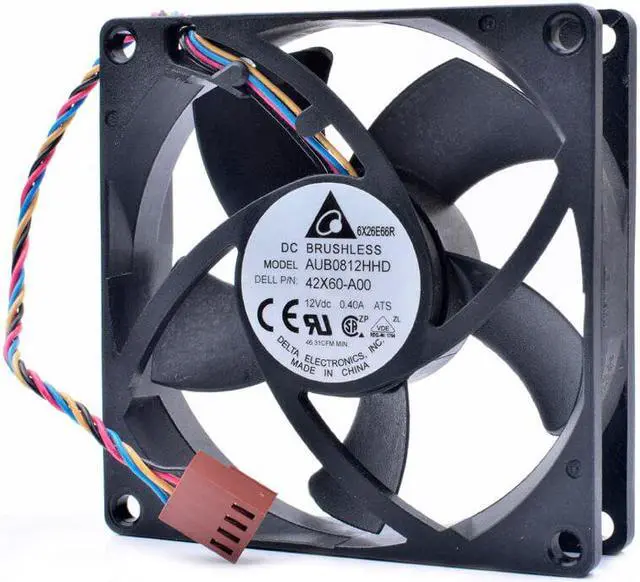 Alt view image 4 of 4 - AUB0812HHD 8cm 80mm 80x80x20mm 8020 DC12V 0.40A 42X60-A00  chassis CPU cooling fan