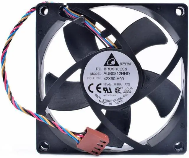Alt view image 3 of 4 - AUB0812HHD 8cm 80mm 80x80x20mm 8020 DC12V 0.40A 42X60-A00  chassis CPU cooling fan