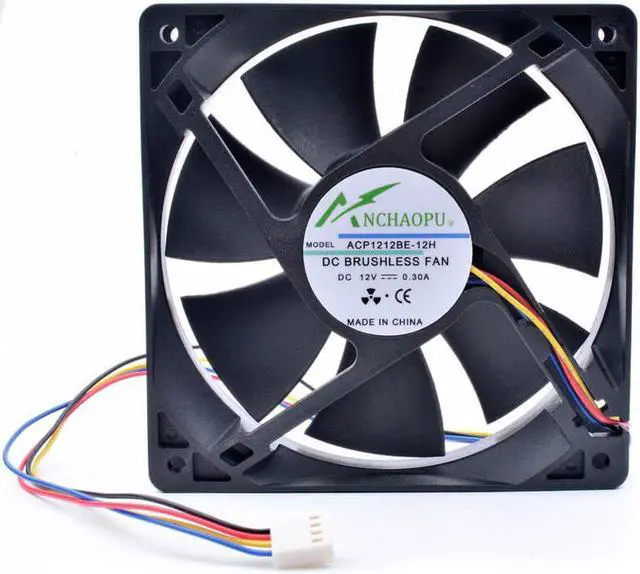 Alt view image 2 of 4 - ANCHAOPU ACP1212BE-12H 12cm 12025 120mm fan 120x120x25mm DC12V 0.30A 4 line chassis CPU pwm cooling fan