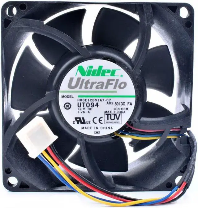 Alt view image 4 of 4 - H80E12BS1A7-07 8cm 8038 80x80x38mm DC12V 1.76A server large air volume cooling fan