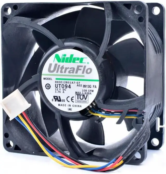 Alt view image 3 of 4 - H80E12BS1A7-07 8cm 8038 80x80x38mm DC12V 1.76A server large air volume cooling fan