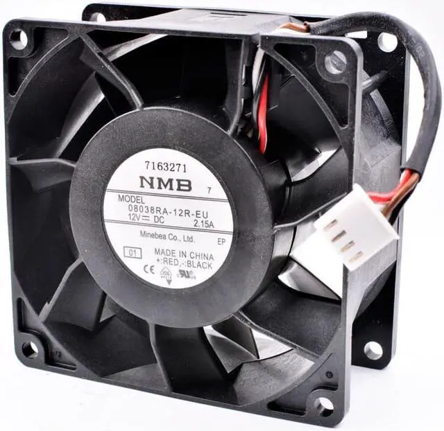 Alt view image 2 of 4 - 08038RA-12R-EU 8cm 8038 12V 2.15A 4 line waterproof large air volume server cooling fan