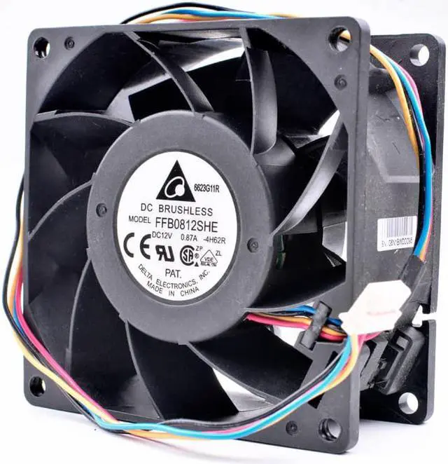 Alt view image 2 of 4 - FFB0812SHE 8cm 8038 12V 0.87A 4 lines large air volume server cooling fan