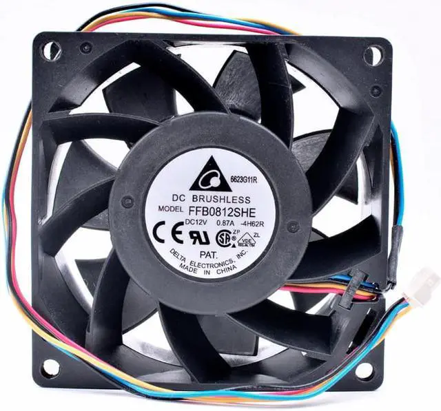 Alt view image 3 of 4 - FFB0812SHE 8cm 8038 12V 0.87A 4 lines large air volume server cooling fan