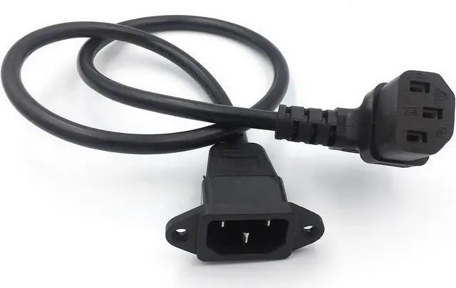 Main image of IEC320 C14 to C13 Extension cord C14 with screw holes and C13 Angled 60cm lenght H05VV-F 3G (Down Angel) (0.6M)