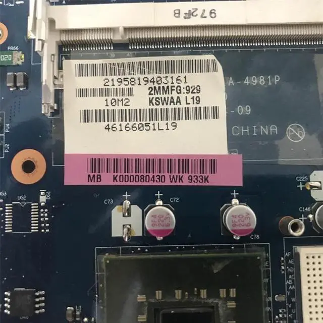Alt view image 3 of 4 - Laptop Motherboard For L500 L550 Main Board K000080430 KSWAA LA-4981P