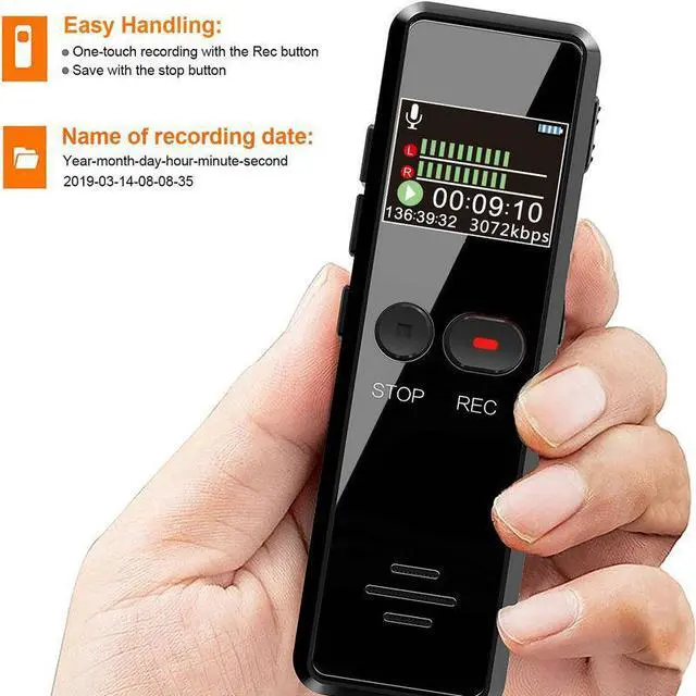 Alt view image 3 of 6 - Digital Voice Recorder Pen Portable USB MP3 Playback Mini Voice Recording for Lectures Meetings Classes Capacity: 8GB Color: Black