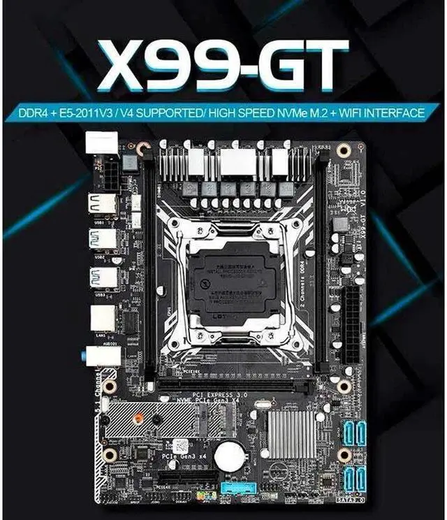 Alt view image 4 of 5 - X99-GT Motherboard X99 LGA 2011-3/4 Dual Channels Support 2X32G  DDR4 for E5 2678V3/2620V3/2650V3/V4 Processors