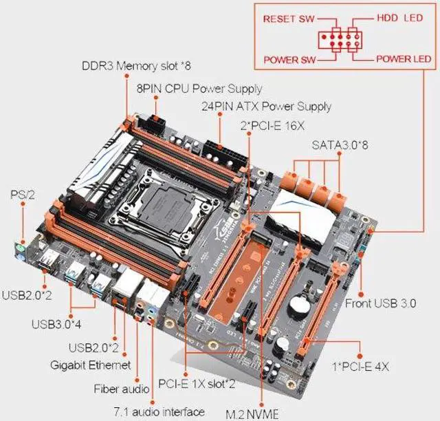 Alt view image 2 of 4 - X99 Motherboard Set with E5 2678 V3 DDR3 32GB(4*8GB) Supports USB3.0 NVME M.2 SSD Up To 256GB Combo