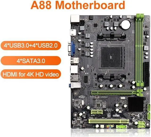 Alt view image 5 of 5 - A88 Motherboard FM2 Dual Channels Support DDR3 Extreme Gaming Performance Support A-M-D A Series Processor