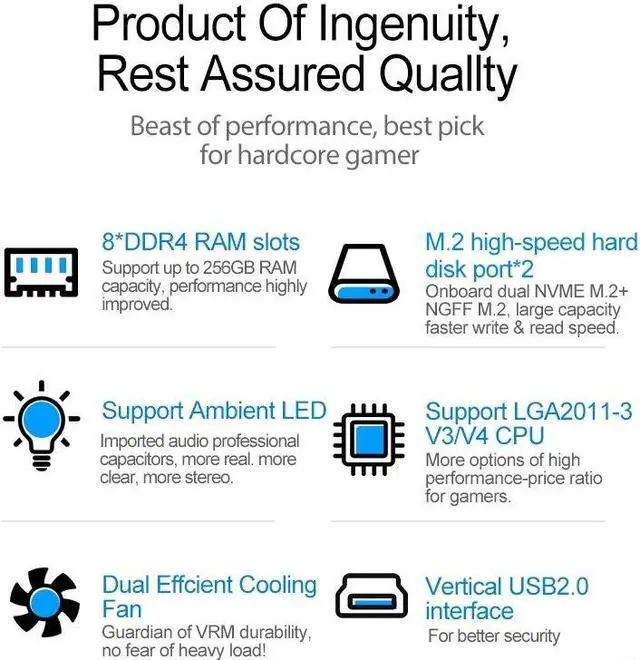 Alt view image 4 of 5 - X99 E8I Motherboard Set with E5 2680 V4 16GB DDR4 ECC REG Support NVME USB3.0 ATX Server Turbo Boost Combo