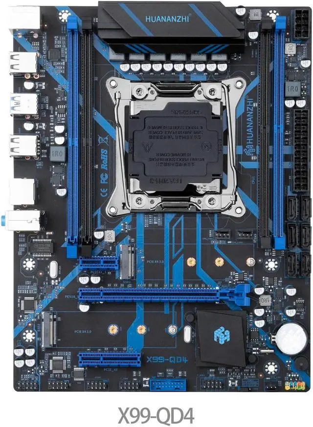 Alt view image 2 of 4 - X99 QD4 Motherboard Intel XEON E5 X99 LGA2011-3 All Series DDR4 RECC NON-ECC Memory NVME USB3.0 SATA
