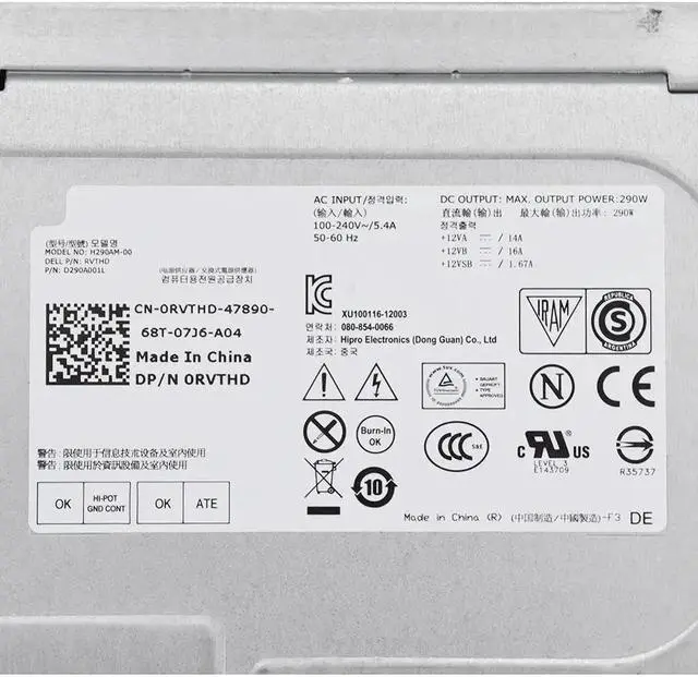 Alt view image 2 of 6 - For 3020 7020 9020 Power Supply H290AM-00 RVTHD AC290AM-00 290W