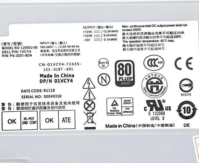 Alt view image 3 of 5 - 200W for 780 790 990 7010 9010 Power Supply L200EU-00 F200EU-00